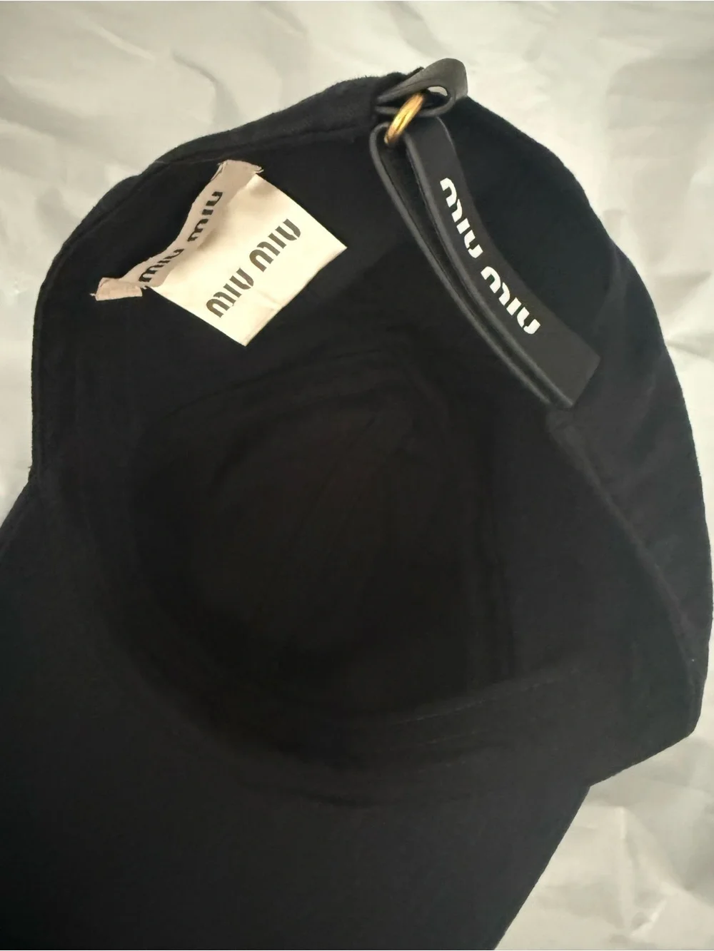 Miu Miu Black Cap with White Embroidered Logo